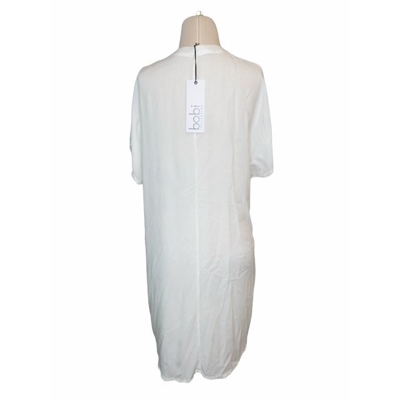 Bobi Ivory Lace up Front Tunic Dress New Women's Mini Boho Coverup - Picture 4 of 8